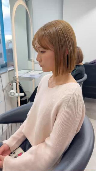 ショート カラー 莉乃/縮毛矯正/髪質 改善/艶カラーのヘアスタイル