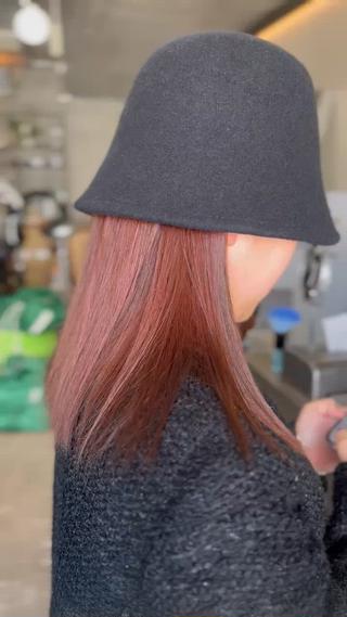 ワンカラーでオリーブから→レッドブラウン
赤はしっかり発色してくれるのでブリーチなしでも大丈夫です 