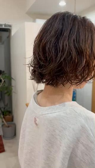 ショート パーマ en,所属・en,ボブ/レイヤー パーマ/透明感カラーのヘアスタイル