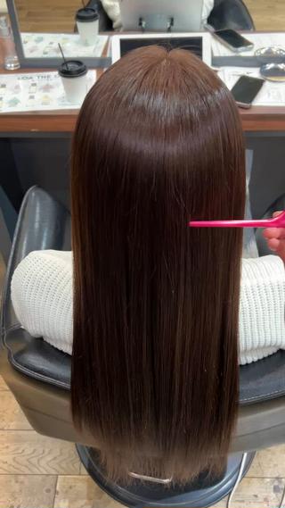 美髪ストレート+ワンカラー+髪質改善トリートメント 