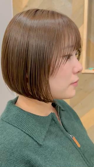 まるっとボブ
内巻きボブ
オリーブブラウン
ブリーチなしカラー 