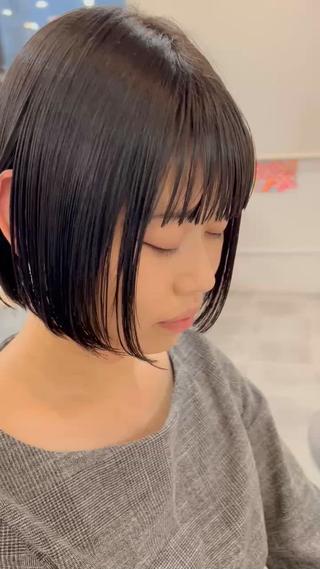 切りっぱなしボブ
縮毛矯正 