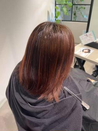 前回していた暖色カラーを赤み消しでオリーブベージュに♡ 