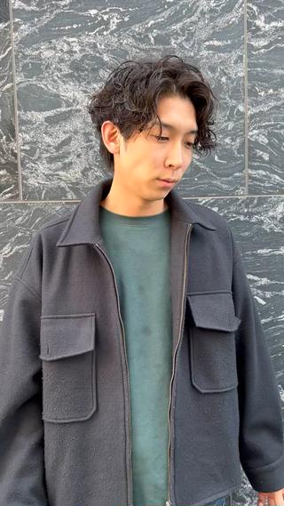 メンズミディアム×パーマ 