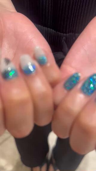 夏の手書きアートネイル 