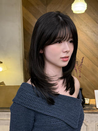 ミディアム カラー 韓国レイヤー suzuのヘアスタイル