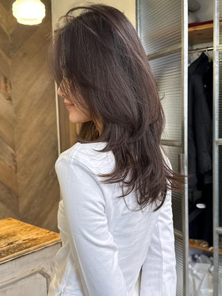 セミロング カラー 韓国レイヤー suzuのヘアスタイル