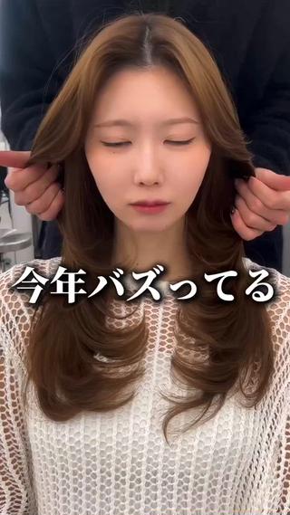 ロング カラー 透明感カラー✨🩵 韓国ヘアkanatoのヘアスタイル