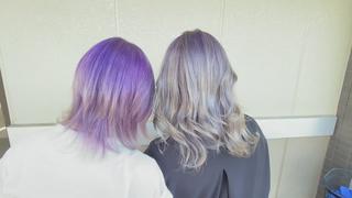 めちゃくちゃ可愛いパープルとシルバーのヘアカラーです 