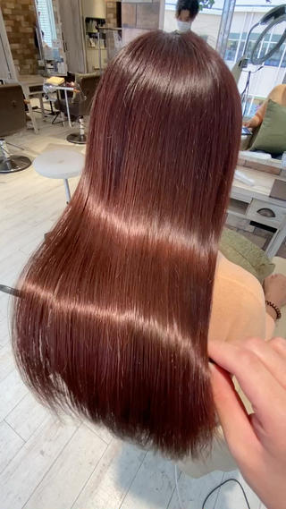 髪質改善/ピンクブラウン/縮毛矯正/酸熱トリートメント/レイヤーカット/前髪/調布 
