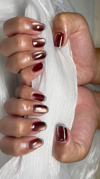 ブラウンマグ水色フレンチ 