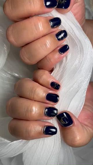 ネイビーゴールドミラーアレンジ 