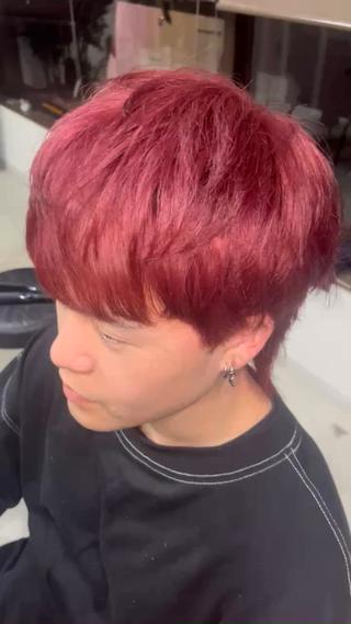 kpop風マッシュウルフ&ピンクカラー 