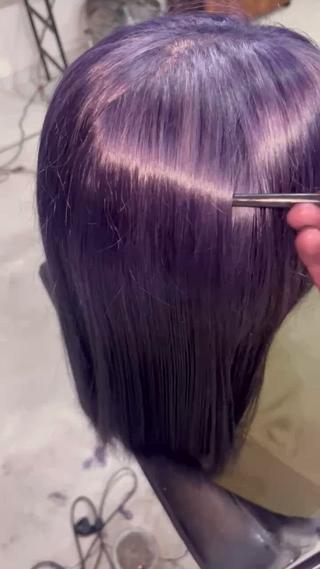【黒染め履歴から】の【1.５回ブリーチ】でチェンソーマンのレぜ風ラベンダーカラー 