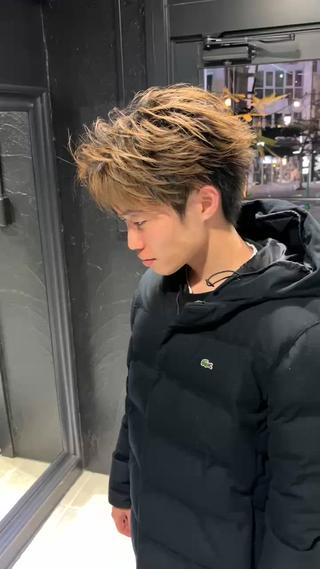 ショート パーマ メンズ 【フェザーパーマ】 【縮毛矯正】鶴田文のヘアスタイル