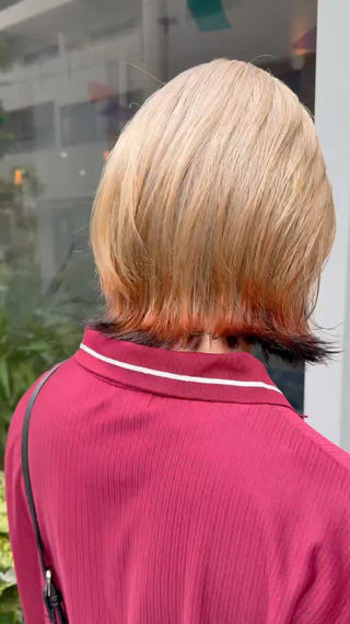 レイヤーボブカット＋ケアブリーチ＋ブロンド2段エンドカラー＋トリートメント＋マイクロバブル︎ 