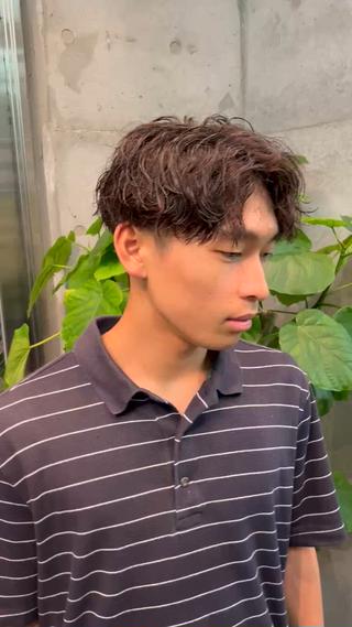 パーマ残してセンターパート 