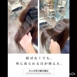 ロング カラー パーマ スパークヘア所属・大人女性の縮毛矯正/ 艶髪職人/馬渕樹のヘアスタイル