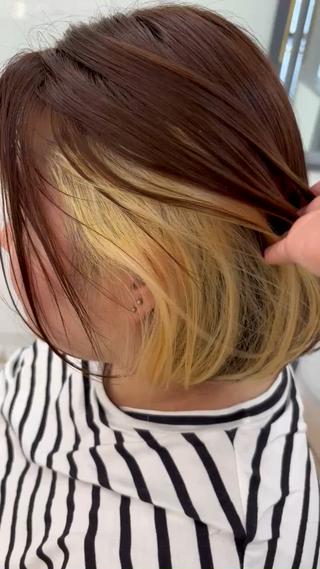ブロンドインナーと明るめブラウンの相性抜群^_^ 
