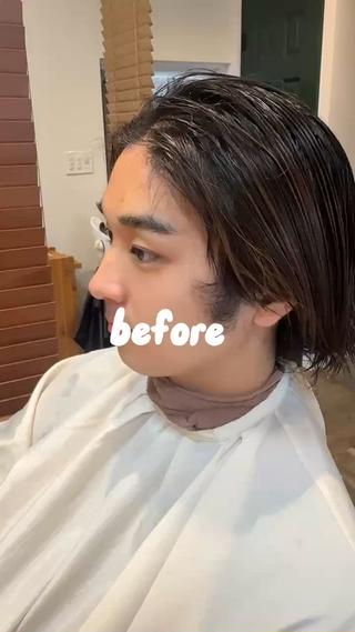 夏に合わせてスッキリとしたセンターパートスタイル 