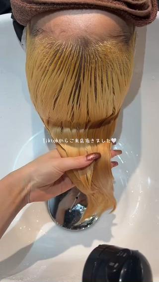 ブリーチ2回で夏カラーorange 