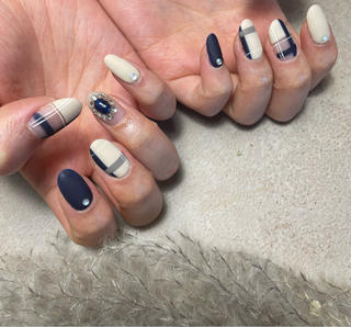 ＃チェック
＃チェックネイル
＃マット
＃マット仕上げ
＃ネイビー 
