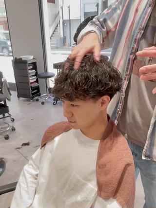 王道マッシュに波巻きスパイラル
タオルドライ後の仕上がりです 