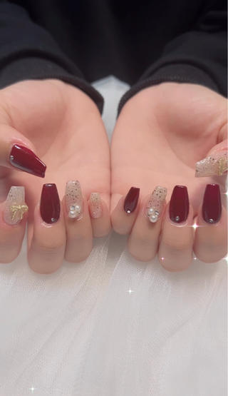 ボルドー × リボン.⋆𝜗𝜚 