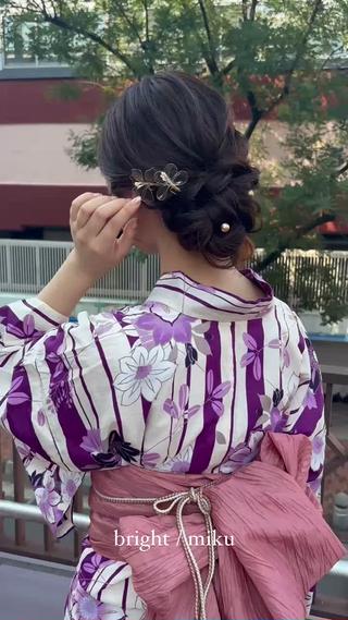 ロング ヘアアレンジ bright所属・miku ヘアセット/着付けのヘアスタイル