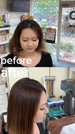 仕上げは、ブローなし、スタイリング剤もなし。手で乾かしただけでキレイにします