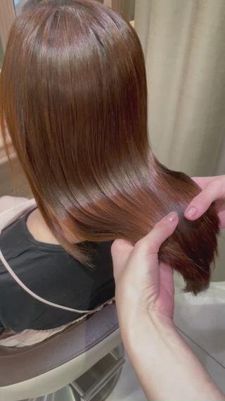 ミディアム パーマ 学割 悟 韓国風艶髪縮毛矯正のヘアスタイル
