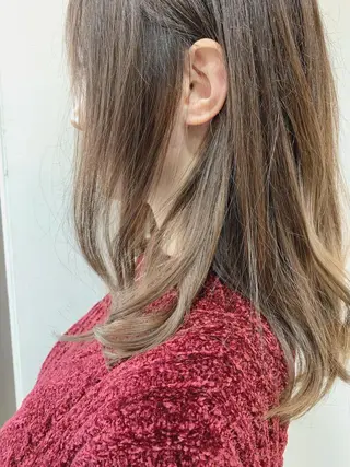 ミディアム カラー 白髪ぼかしハイライト 柳川拓哉のヘアスタイル