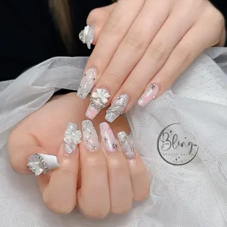 ロング カラー 波 なみのネイルデザイン