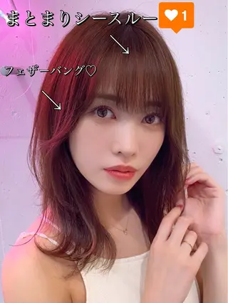 セミロング カラー 新宿/韓国風レイヤー 髪質改善/渋谷直樹のヘアスタイル