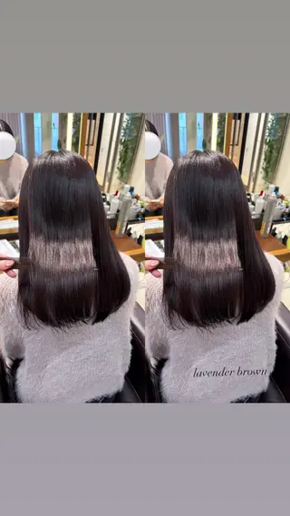 セミロング カラー 艶カラー/ ストレート/くるみのヘアスタイル