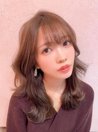 セミロング カラー 新宿/韓国風レイヤー 髪質改善/渋谷直樹のヘアスタイル