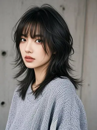 ミディアム ウルフカット 811 大阪梅田 ウルフのヘアスタイル