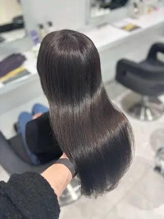 ロング カラー ブリーチなし透明感 ×縮毛矯正🤍ユウのヘアスタイル