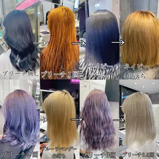 セミロング カラー メンズ JuNブリーチに 縮毛矯正するプロのヘアスタイル