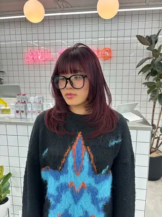 セミロング カラー 夕羽夢🍓矢場/ 透明感カラーのヘアスタイル