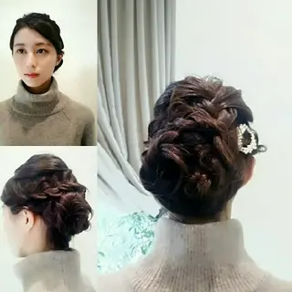 ミディアム セミロング ヘアアレンジ おう かいりのヘアスタイル