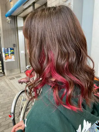 ミディアム ゆぴ☾‪/推しカラー /ハイトーンのヘアスタイル