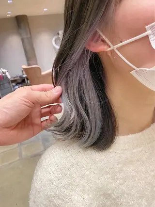 ミディアム カラー レイヤー/顔まわり 縮毛矯正/月城宏清のヘアスタイル