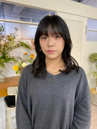 ミディアム カラー yumeka🩶ボブ 暖色/透け感カラーのヘアスタイル