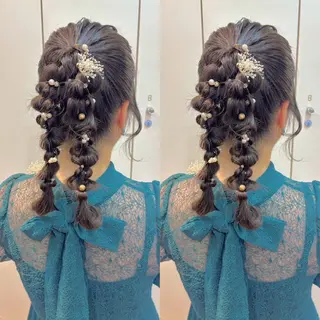 ロング ヘアアレンジ シールエクステ🎀 羽エクステ🌙しぇるのヘアスタイル