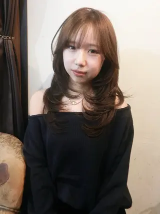 ミディアム カラー 奈良 伶華のヘアスタイル