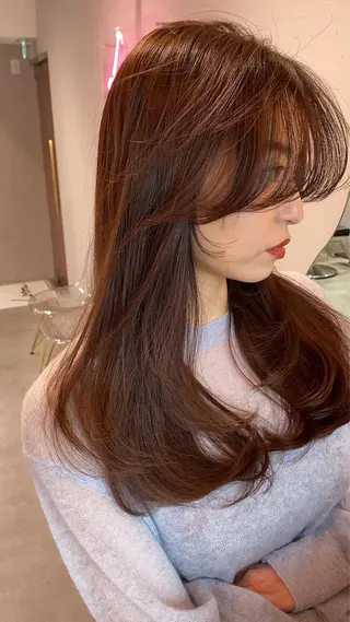 ロング Loom.by Sea【新宿】所属・暖色カラー/新宿/韓 国風レイヤー鮫島志穂のヘアスタイル