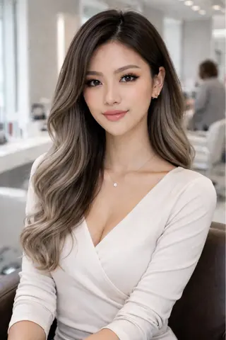 ロング カラー ヘアアレンジ グランルッソ所属・岡山× バレイヤージュカラーのヘアスタイル