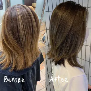 ミディアム カラー ハットリ /北習志野のヘアスタイル