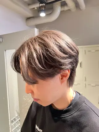 ショート メンズ 韓国風艶髪🎀 暖色カラー🤍のヘアスタイル